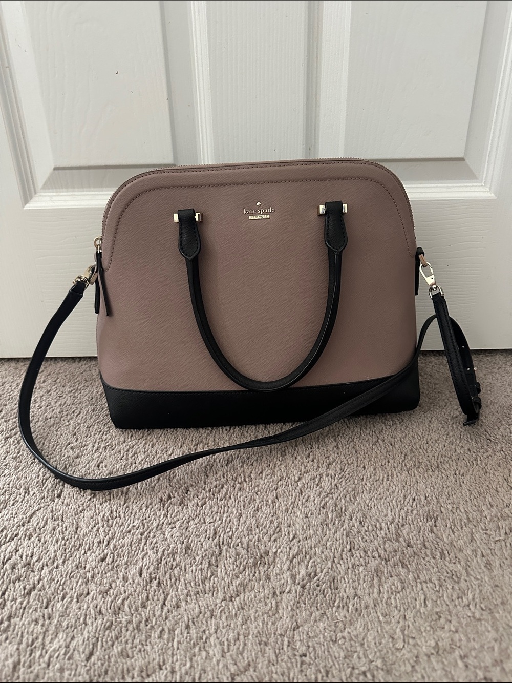 kate spade Two-Tone Taupe and Black Dome Satchel